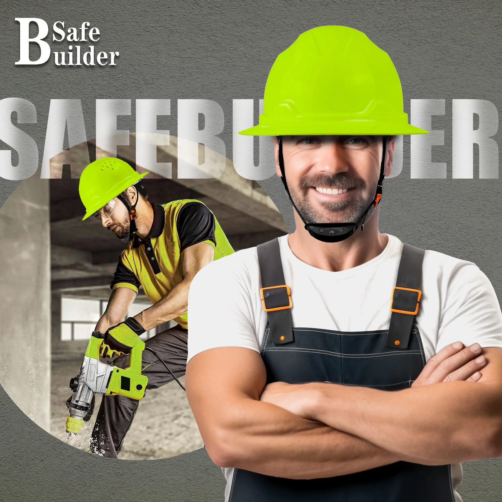 CE Full Brim Hard Hat For Engineer Construction Work Cap For Men ANSI Approved HDPE Safety Helmet with 6 Point Adjustable