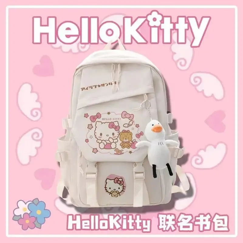 

Cartoon Sanrio HelloKitty Schoolbag Girl Student Pendant Backpack Personality Gift Back To School Send Sticker Key Chain