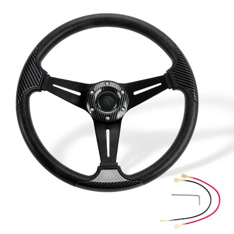 Suitable for car modification steering wheel PU racing competition steering wheel 14-inch personalized carbon pattern patch