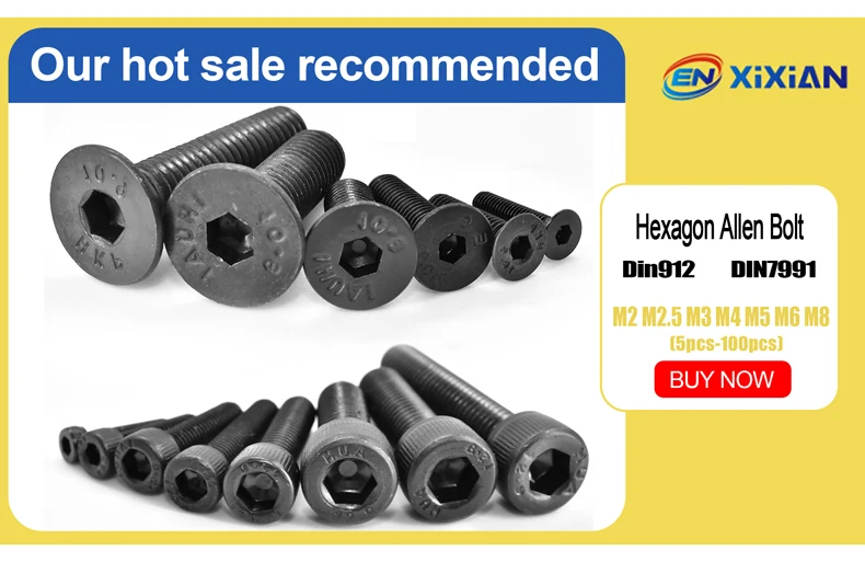 3-150pcs DIN7991 Black Steel 10.9 Hex Socket Countersunk ISO7380 G10.9 Round Allen Hexagon Socket Screw M2 M2.5 M3 M4 M5 M6 M8