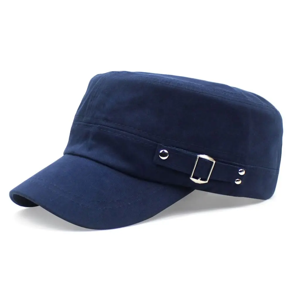Men Army Baseball Cap Cotton Cadet Hat Breathable Adjustable Flat Top Cap Summer Visor Hat