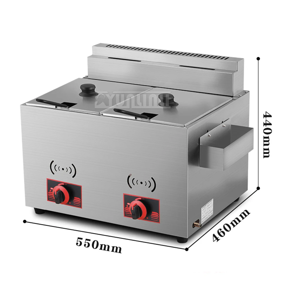20L آلة المقلاة العميقة خزانات مزدوجة معدات وعاء القلي مقلاة الغاز