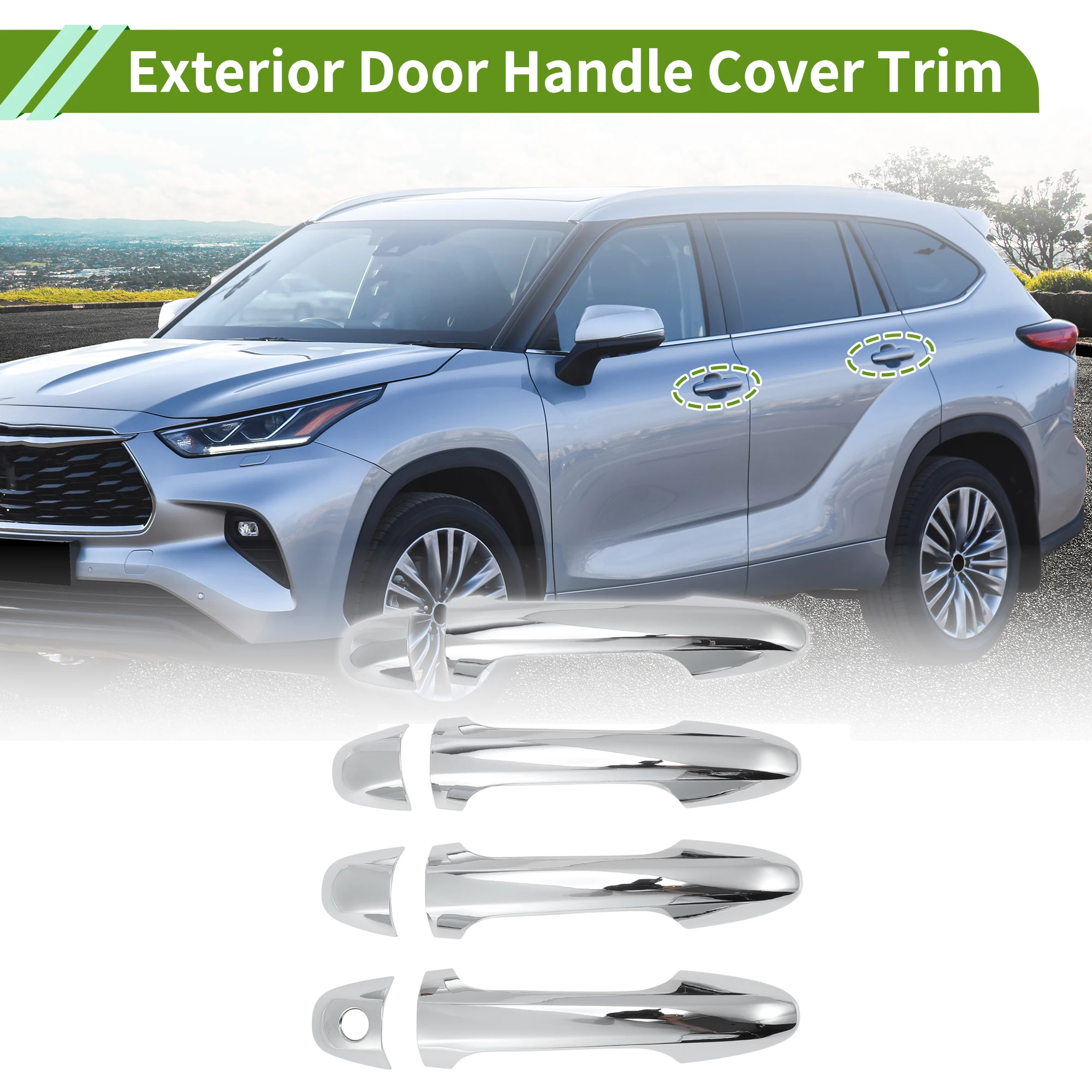 

Накладка на внешнюю дверную ручку UXCELL для Toyota Highlander 2015-2019, серебристый тон