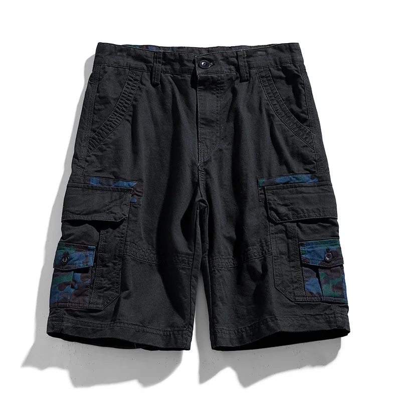 Summer Men's Washed Work Shorts Multi-pocket Europe And The United States Foreign Trade Casual Straight Sports Five-point Pants