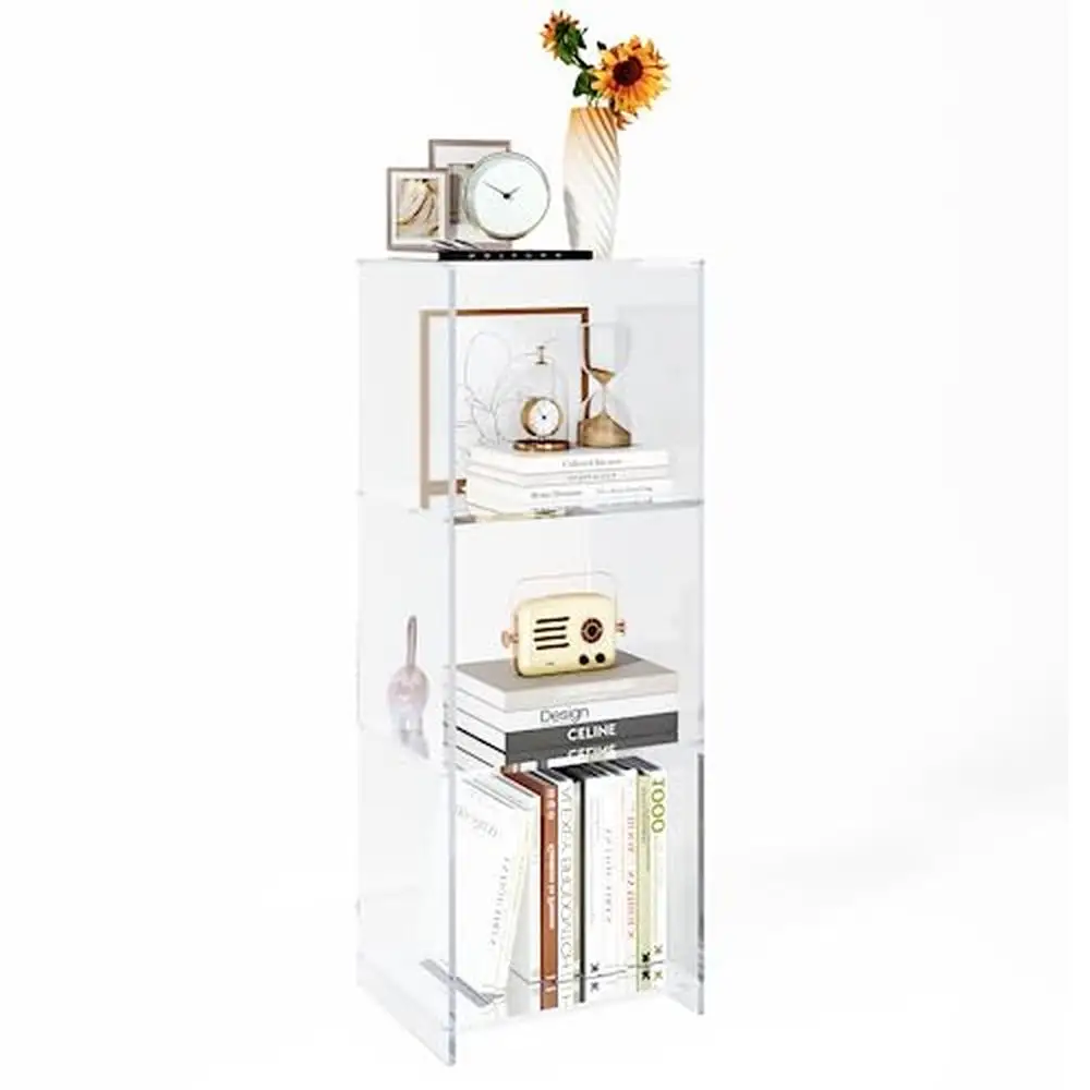 Acrylic Cube Bookshelf 3 Tier Transparent Display Case 31.5