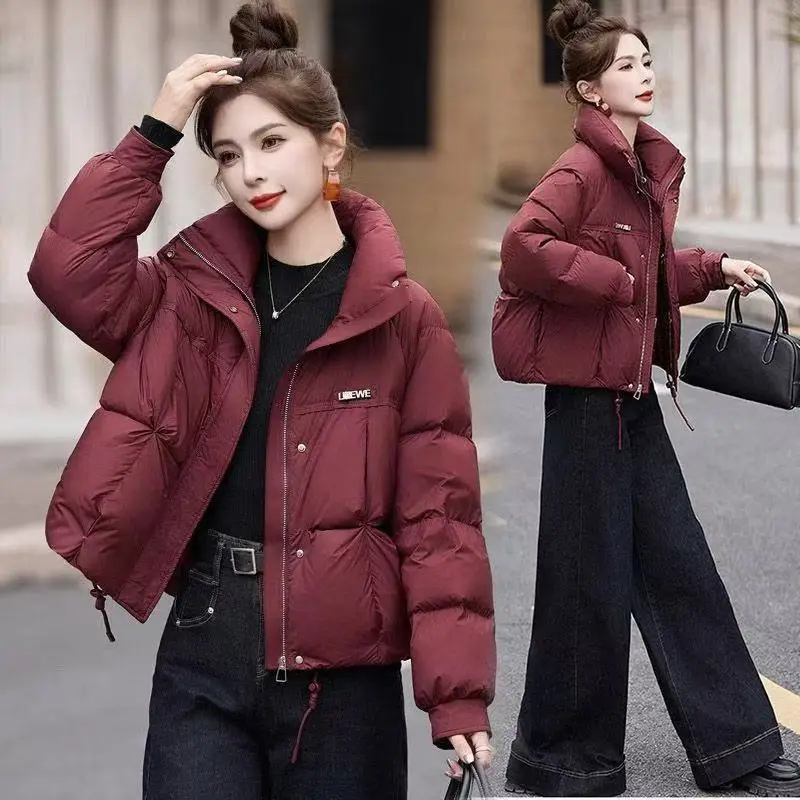 

Down cotton clothes short 2025 new small fashion stand-up collar bread clothes winter jacket jacket jacket coat women