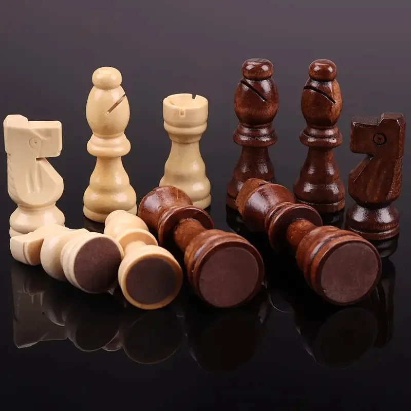 32Pcs Sturdy Wooden Chess Standard Tournamen Staunton Wood Chessmen 7.8cm King Height (Chess Board Not Included) image 4