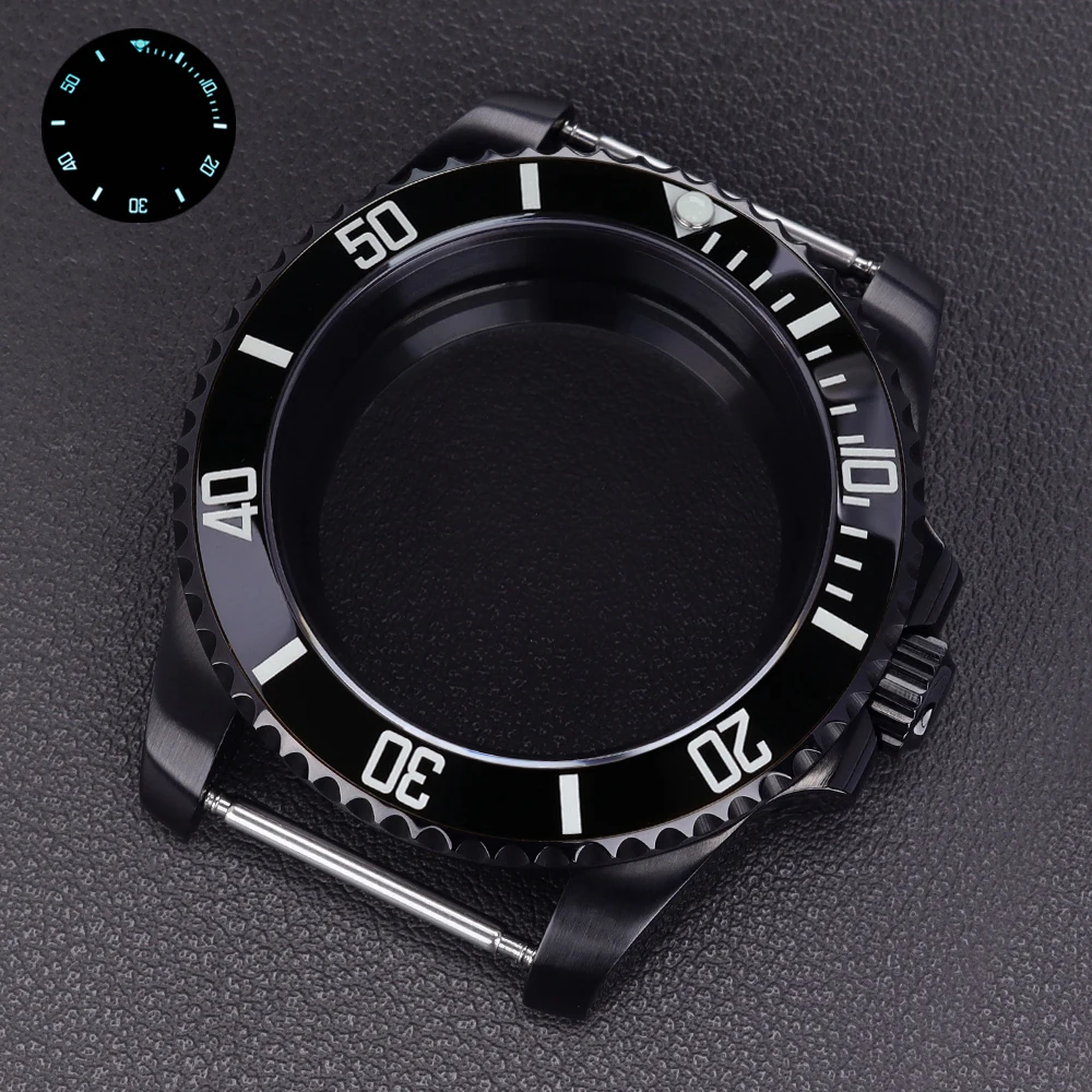 40mm Men Mod Watch Case Sapphire For Seiko NH34 NH35 NH36 Miyota 8215 ETA 2824 Movt Ceramic C3 Bezel Submariner Case Repair Part