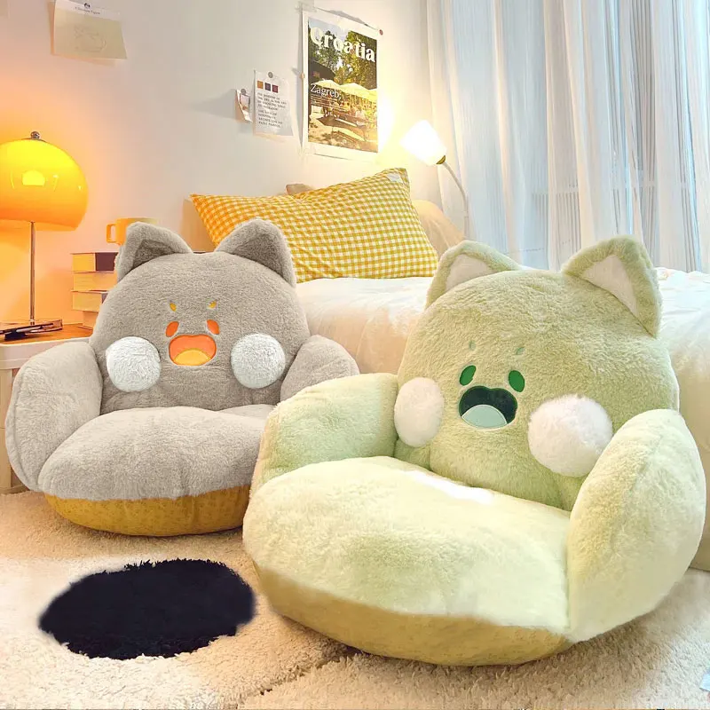 Kawaii Weiche Katze Kissen Tier Sitzkissen Gefüllte Plüsch Sofa Innen Boden Hause Stuhl Dekor Winter Kinder Mädchen Geschenk Cuscino
