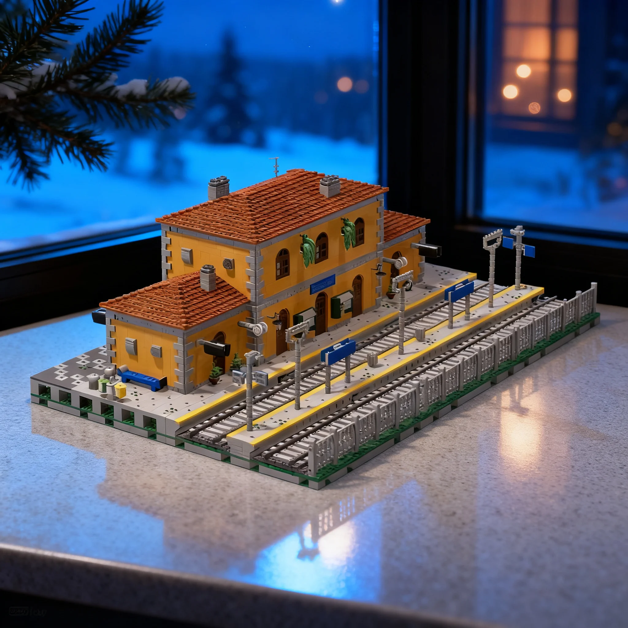 5323pcs MOC City Trains Italian FS Medium Size Station Model Building Blocks Architecture Creative Education Craft DIY Brick