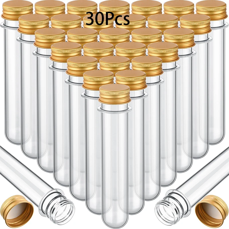 30Pcs 40 ml Plastic Test Tubes with Screw Lids Clear Candy Tubes Vials Storage Tubes Container