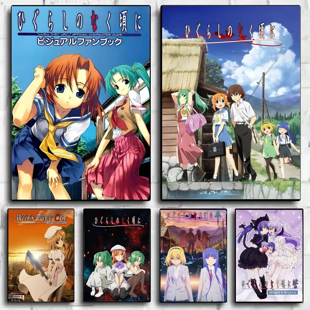 Japanese Anime H-Higurashi When They C-Cry Poster Wall Art Print Sticker for Bedroom Living Room Dorm Office Modern Home Decor