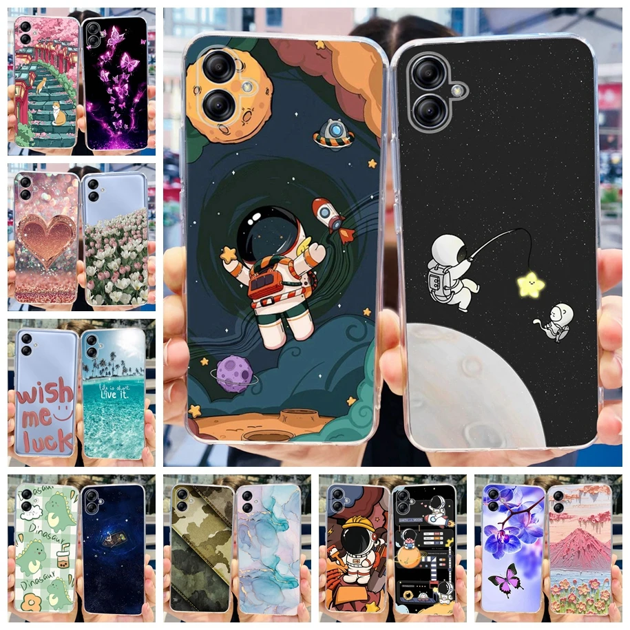 For Samsung Galaxy A04e Phone Case SM-A042F Lovely Astronaut Silicone Funda For Samsung A04 A04E A 04 A 04E GalaxyM04 Back Cover