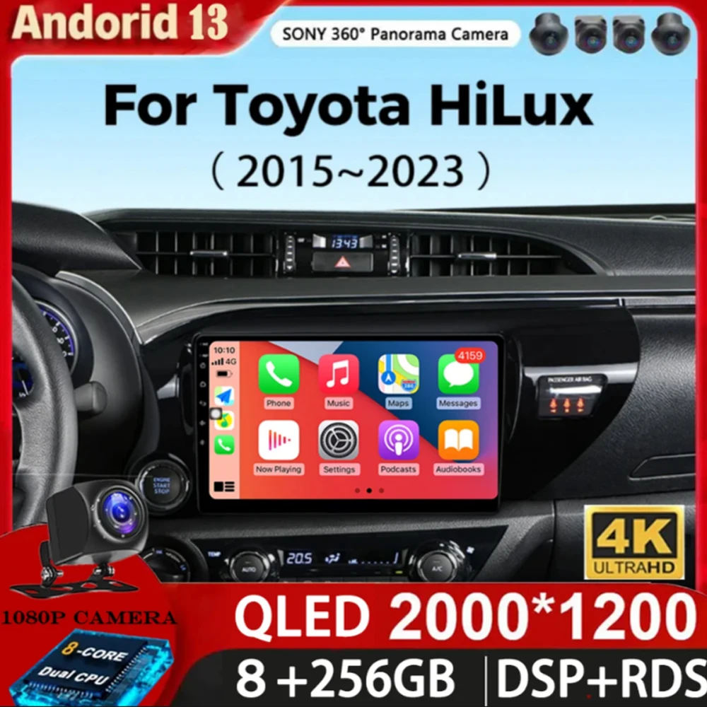 

For Toyota Hilux Pick Up AN120 2015 - 2023 LHD Android 13 Auto Carplay Car Radio Multimedia Stereo Video Player GPS WIFI+4G BT