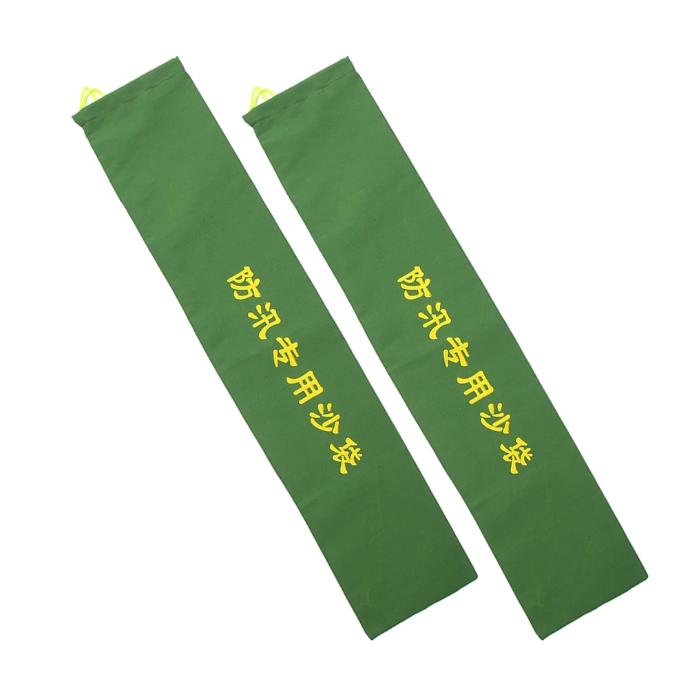 

2 Pcs Sand Bags Flood Control Sandbags Water Barrier Shield Garage Door Proof Elevator for Anchor Long Green Protection Canvas