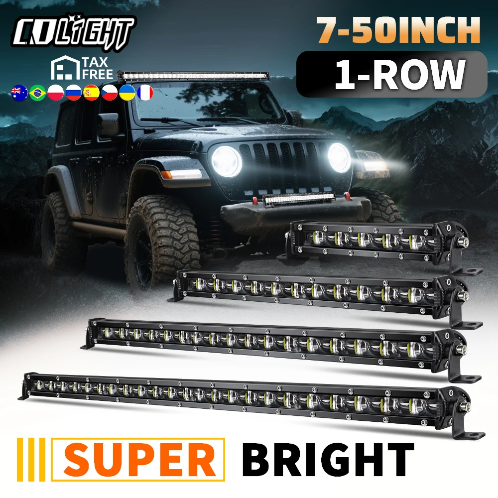 CO LIGHT Nuova barra LED sottile fuoristrada 50 "Fila singola 80000LM Barra luminosa da lavoro con fascio di inondazione per ATV Camion Auto SUV Trattore 12V 24V