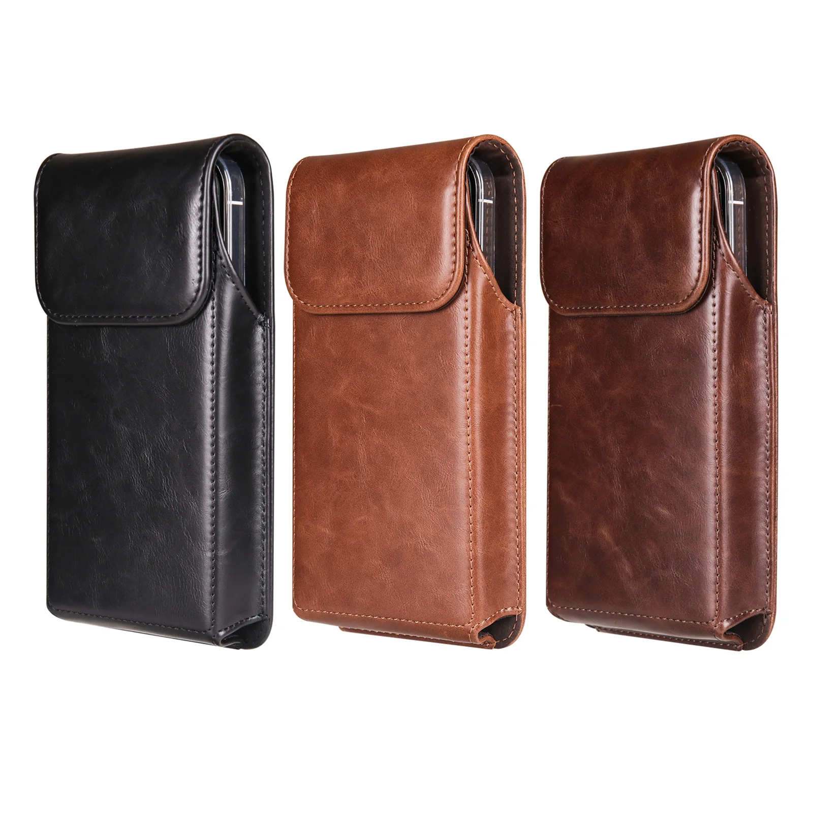 

PU leather vertical mobile phone bag wearing belt buckle between the waist flip light single magnetic suction men's belt bag