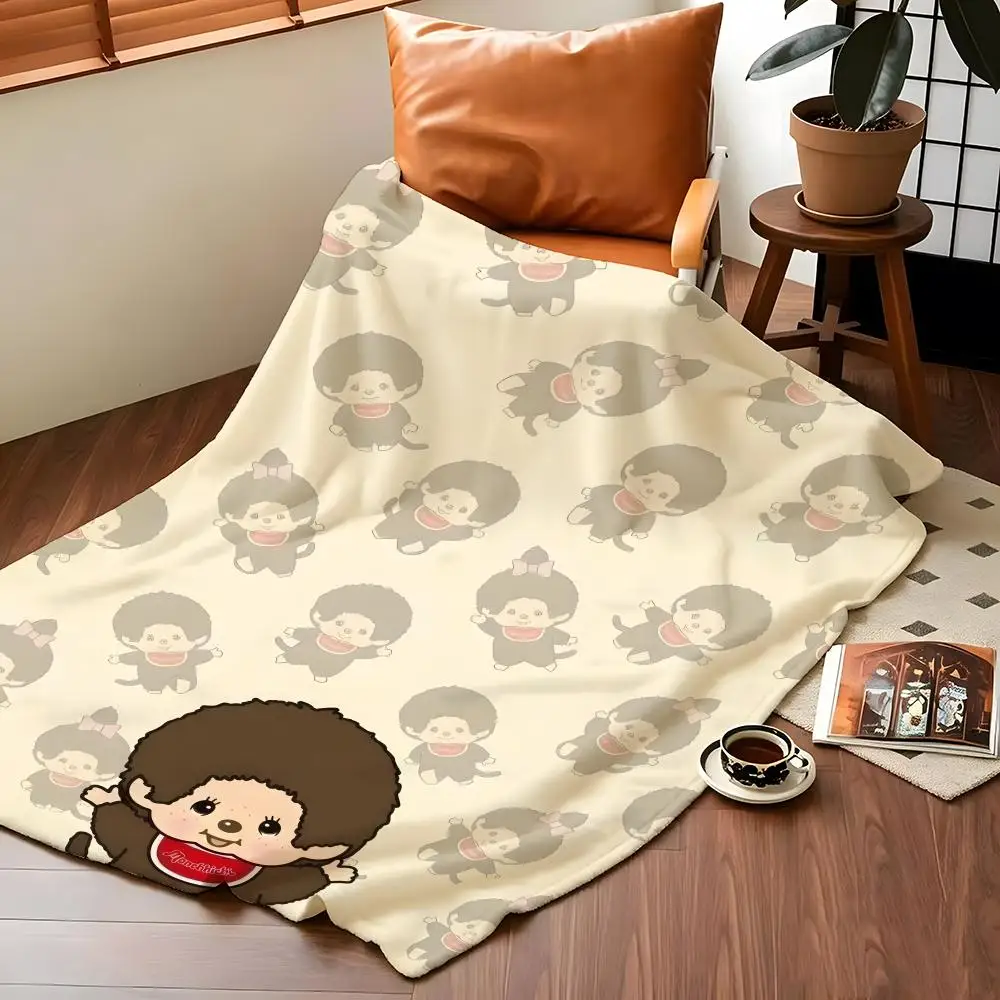 Character M-Monchhichi Throw Flannel Blanket Suitable for Sofas Beds Offices Travel, Camping Chairs