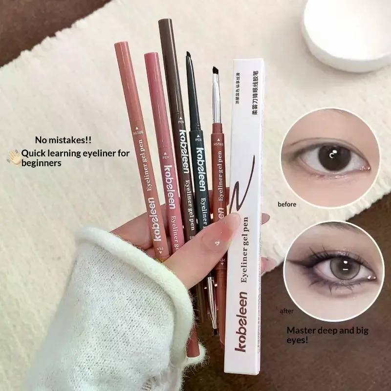 Eyeliner Gel Pen Double-headed Smooth Natural Quick-Drying Waterproof Eye Liner Makeup No Smudge Long Last