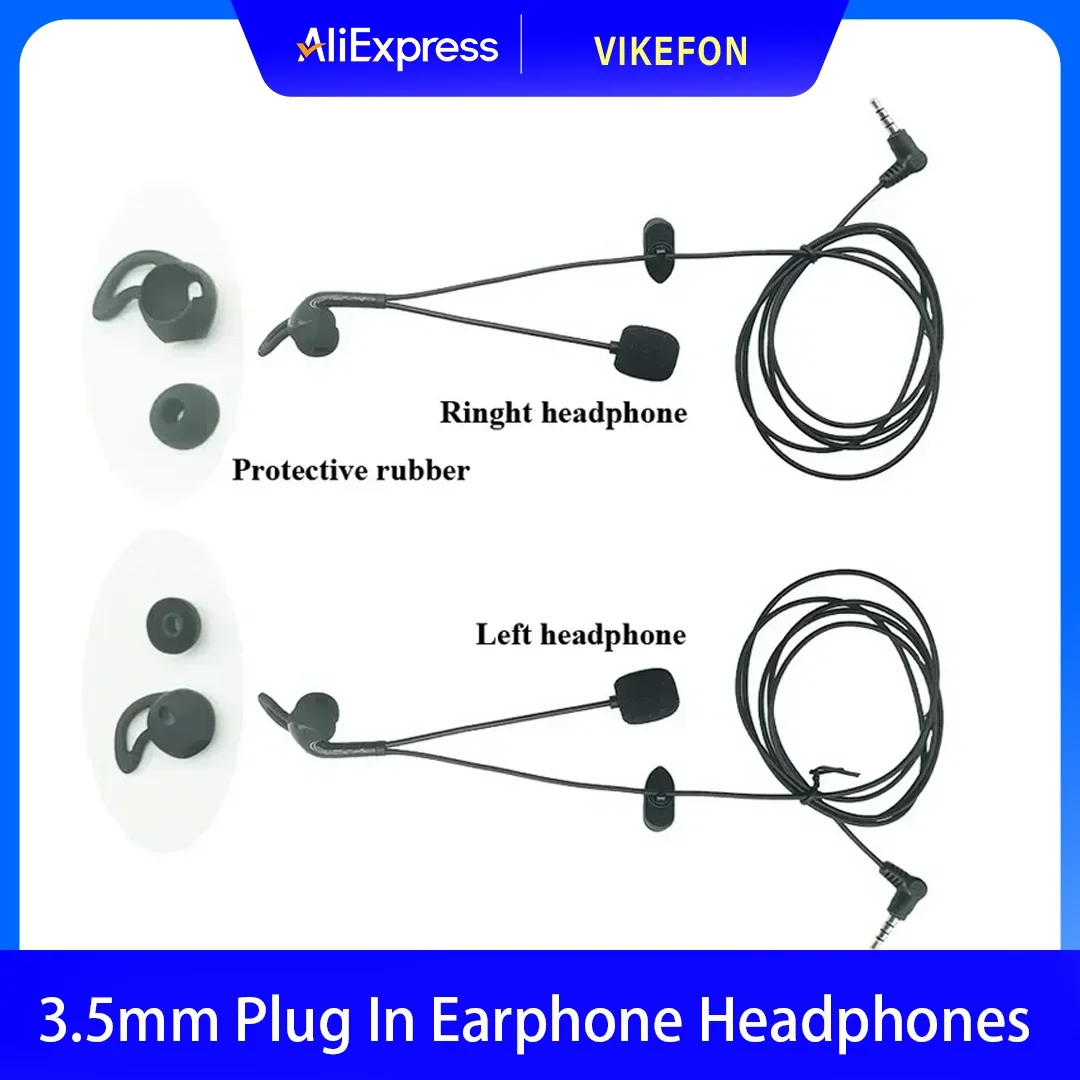 

VIKEFON 3.5mm Plug In Earphone Headphones Suitable For EJEAS FBIM V6 V6C V4 V4C Interphone Referee Intercom Headset