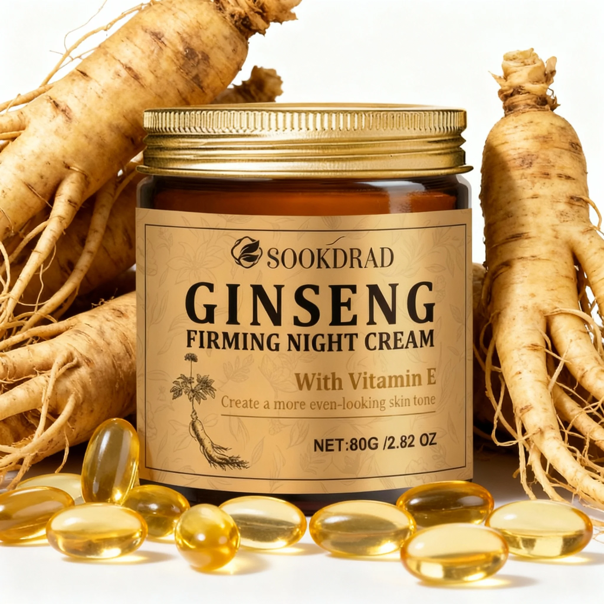 

Ginseng Firming Night Cream, Vitamin E, even skin tone, face, daily users, 80g/2.82oz, all skin types, night care