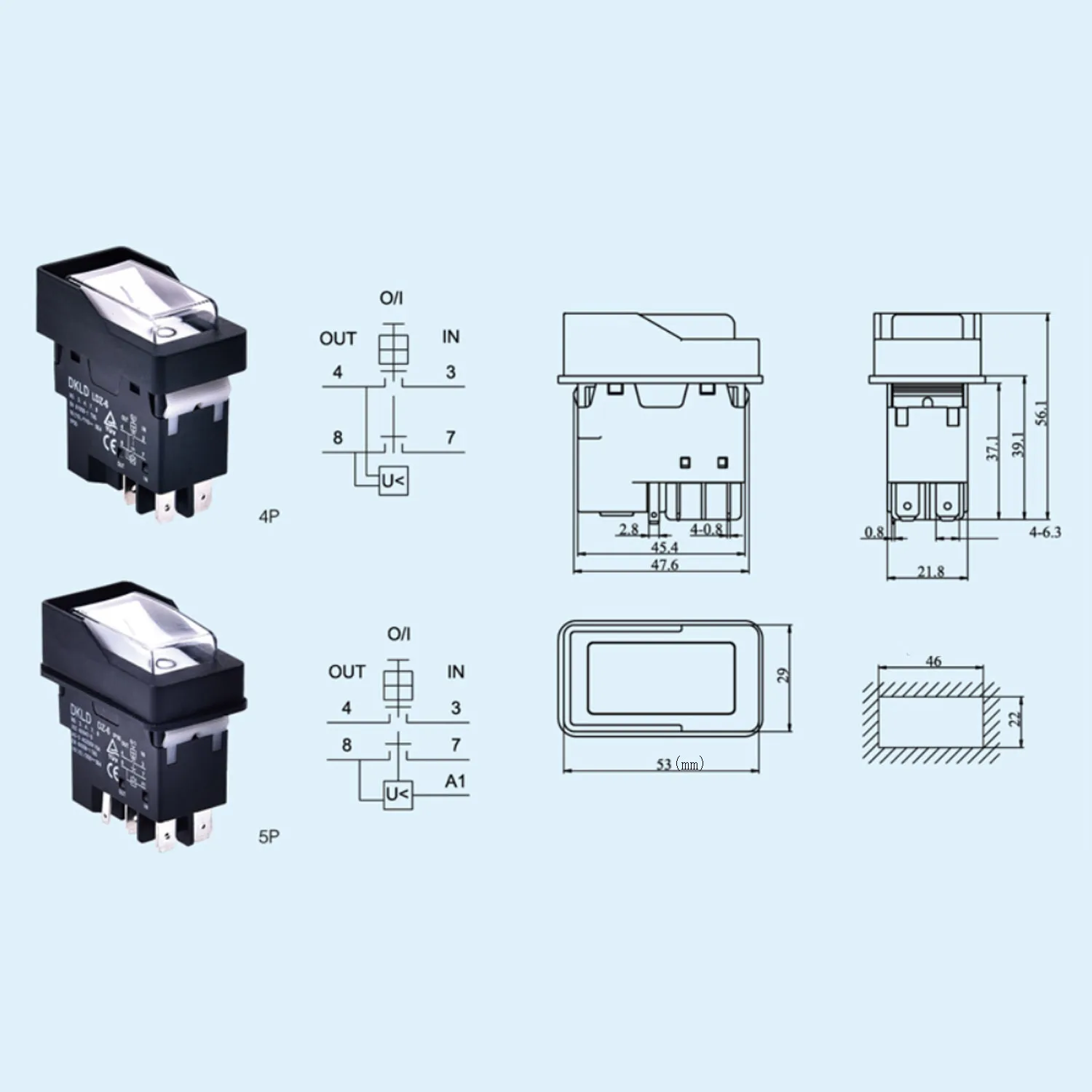Interruttore elettromagnetico ON-OFF DKLD DZ-6 con spegnimento e protezione dalla tensione AC250V 15A