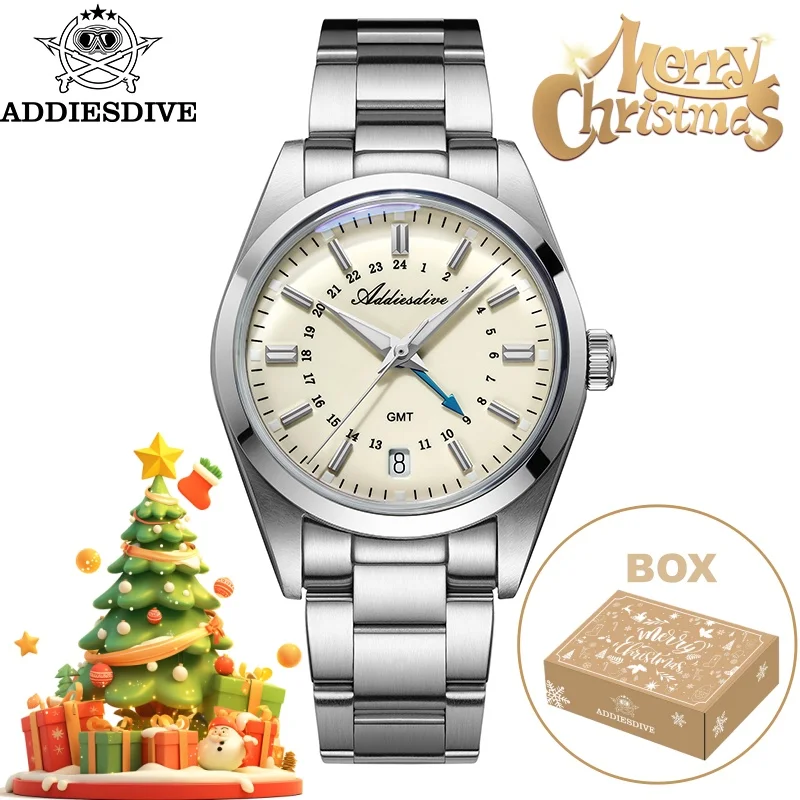 Addiesdive reloj hombre 36 مللي متر الرجال GMT ساعة فاخرة هدية الكريسماس BGW9 سوبر مضيئة AD2065 10Bar مقاوم للماء ساعة كوارتز reloj #1