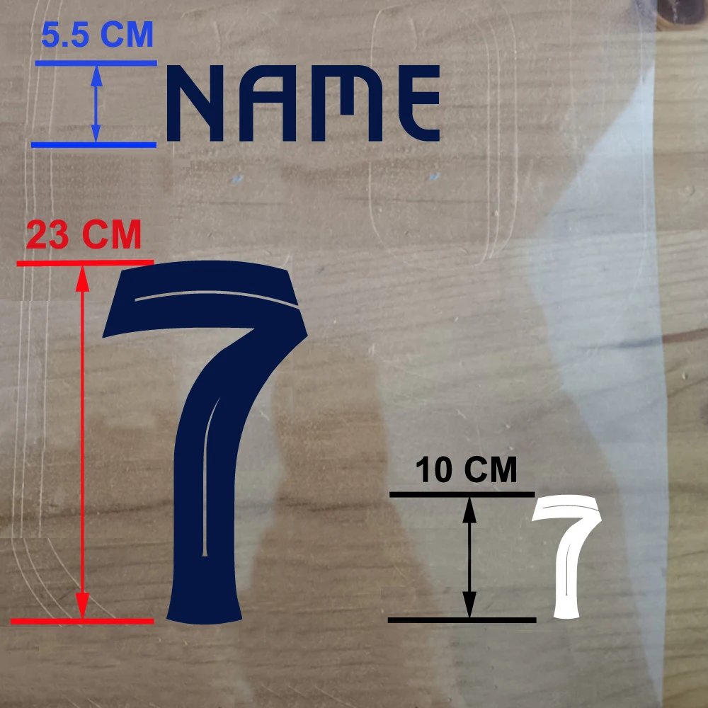 

2024 Club Football Team Home And Away Name Number Patches 1# 7# 10# 8# 9# Gold Customized Heat Transfer Printing Sticker iron-on