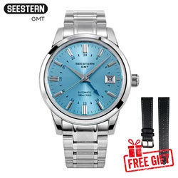 SEESTERN Men's Automatic Mechanical Wristwatch NH34 GMT Movement 10bar Waterproof Domed Sapphire Crystal Watch Limited S446 New