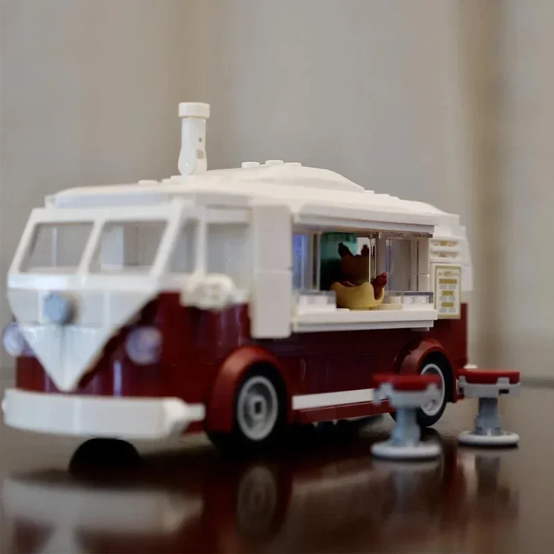 Bricklink ICONS Tecnico Auto VW T1 Food Truck Camper Van Veicoli City Speed Champions Set Building Blocks Giocattoli Regalo di Natale