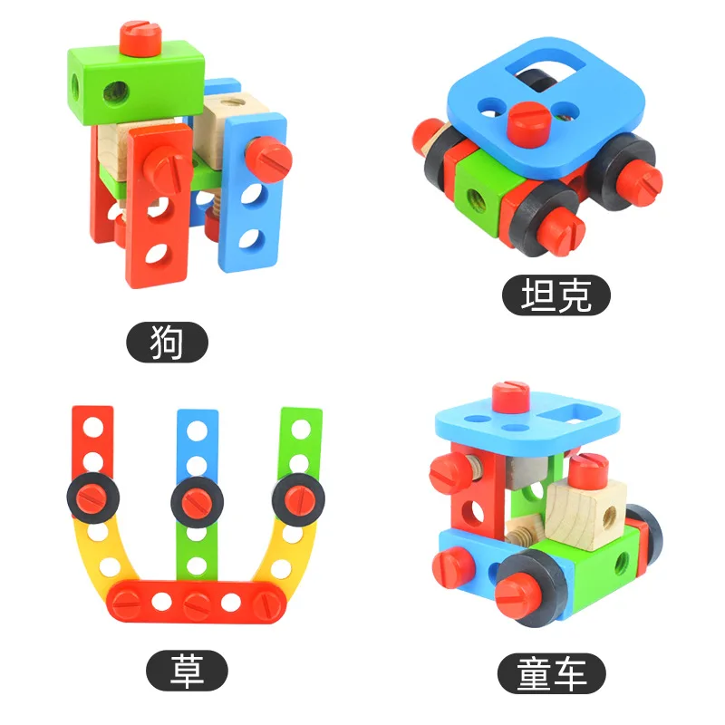 Educational Montessori Kids Toys Plastic Wooden Toolbox Pretend Play Set Children Nut Screw Assembly Simulation Carpenter Tool