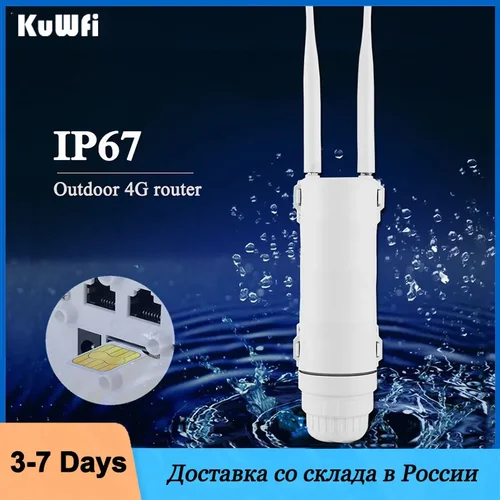 KuWFi-enrutador WIFI 4G para exteriores, extensor WIFI AP inalámbrico CAT4 de 300Mbps, repetidor WIFI impermeable IP67 de largo alcance con tarjeta SIM