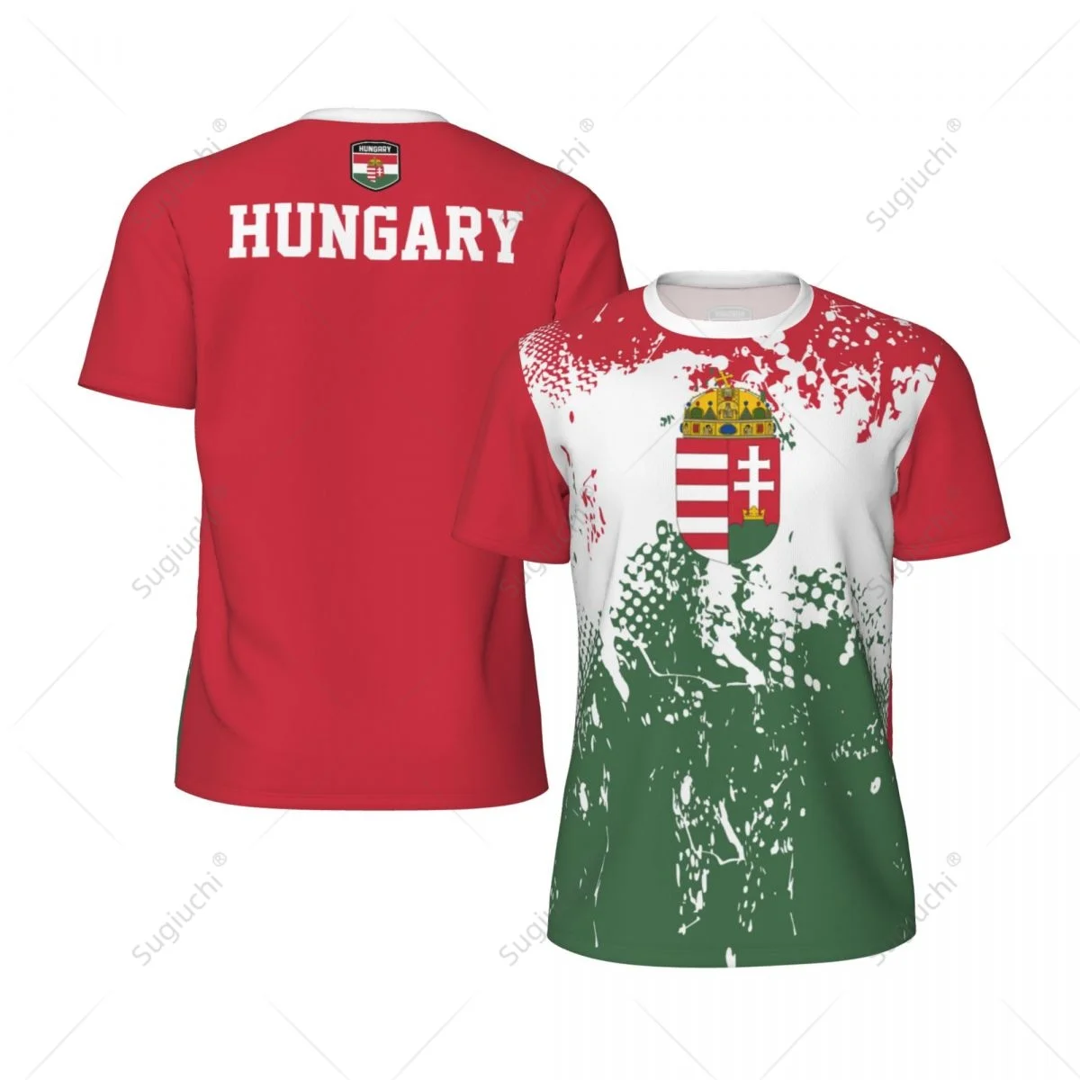 

Exclusive design Hungary Flag Grain 3D Printed Men For Running Bike Soccer Tennis Fitness Sports Mesh Fans Short T-shirt
