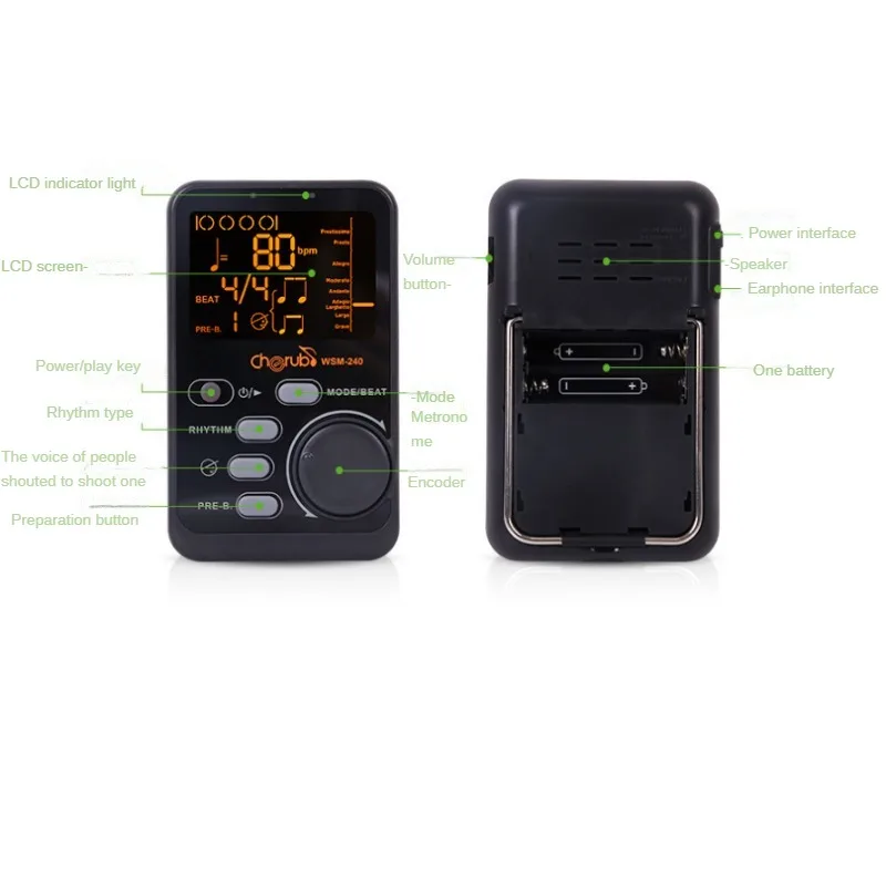 WSM-240Metro-tuner Rhythm Device Portable Electronic Metronome Universal Tuner Musical for guitar Violin Bass Musical Instrument