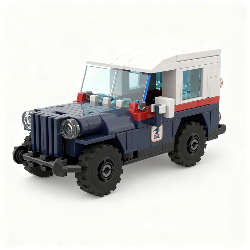 

NEW 174PCS MOC Creative Model Usps Jeep Premium Display Assembly Building Blocks DIY Home Decor Gift Collectible Display Gift