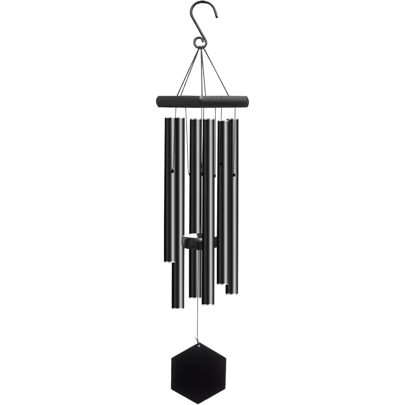 Wind Chimes Outdoor Deep Tone Black, 32 Inch Memorial Wind Chimes, Sympathy Gift Wind Chimes Thickened Aluminum 6 Tubes