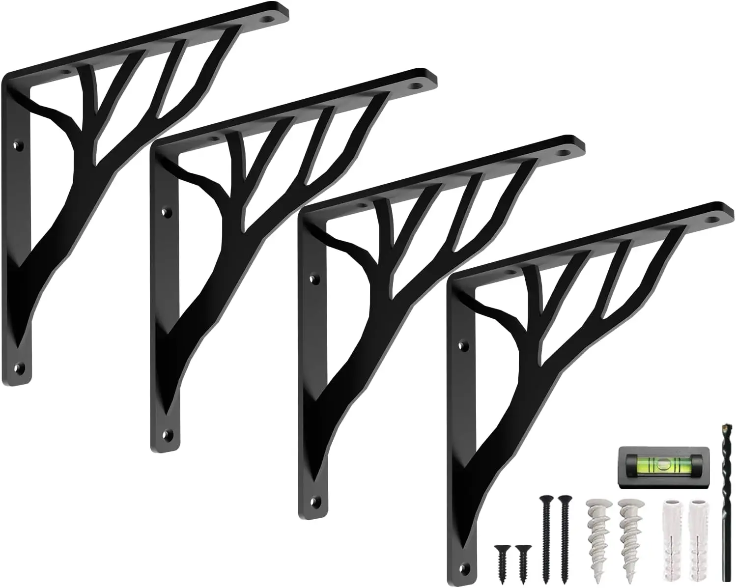 

Кронштейны для полок Rustic Tree Black Heavy Duty, 10 дюймов, металлические, для настенного крепления, набор из 4 штук с крепежом