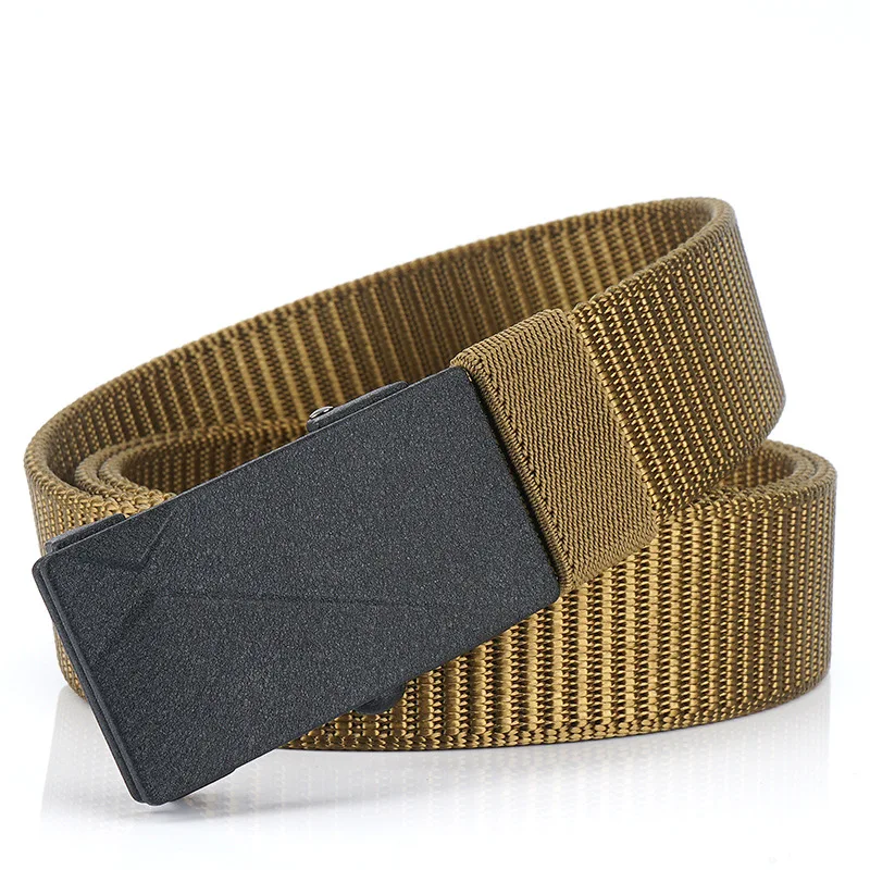 Toothless and Perforated Men's Belt Nylon Automatic Buckle Internal Waist Belt Men's Middle aged and Youth Casual Pants Belt