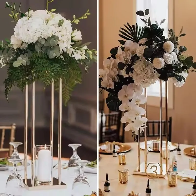 10 Stück Vasenständer in Gold-Säulenform, Metallständer für Hochzeitsdekoration, Blumenständer für Veranstaltungen, Partys und Heimdekoration – Detail 6