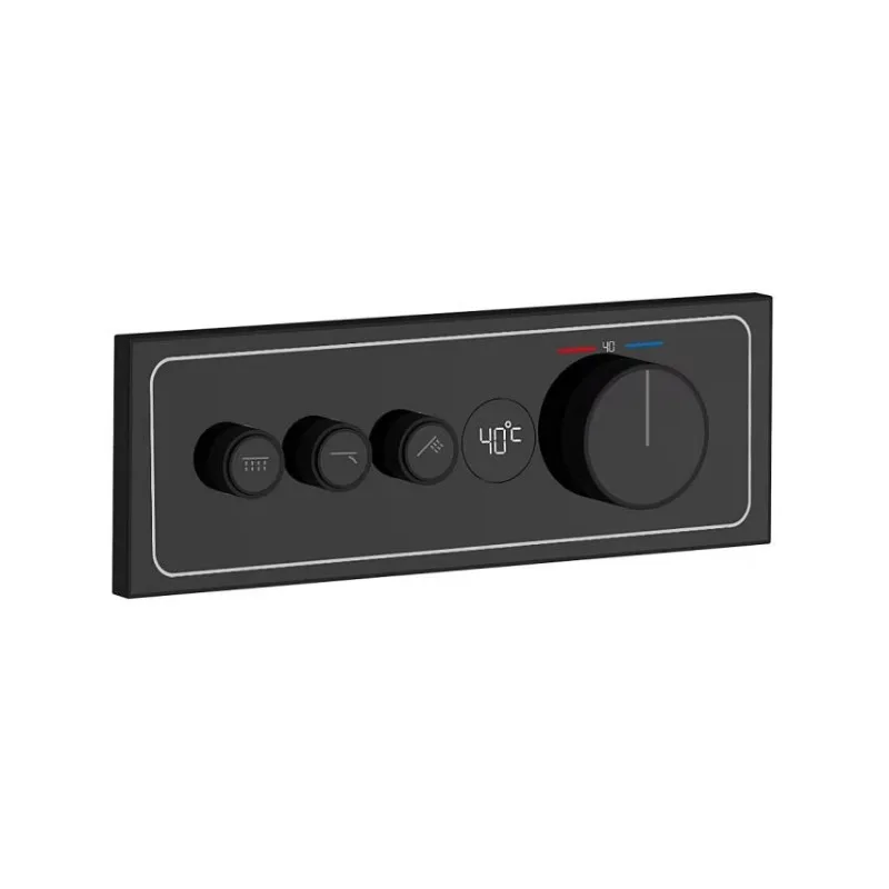 

3 Ways Digital Display Brass Glass Shower Water Flow Control Mixer Valve Concealed Black Shower Faucet Valve