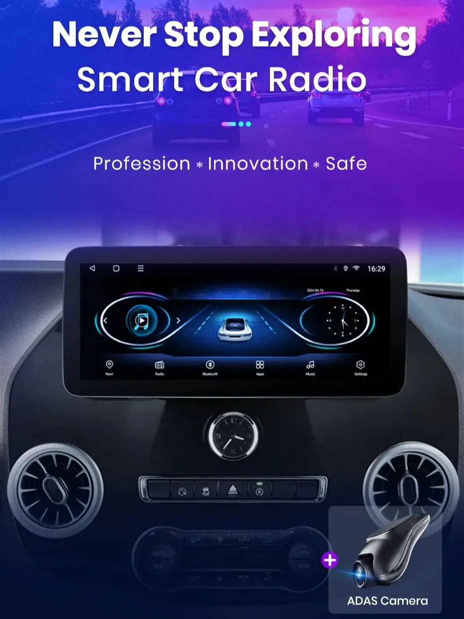 Junsun Kabelloses Autoradio mit Apple CarPlay und Android Auto für Mercedes Benz Vito W447 2014-2022, Bluetooth, 4G, GPS-Navigation, intelligente Fahrzeugsysteme, Plug&Play