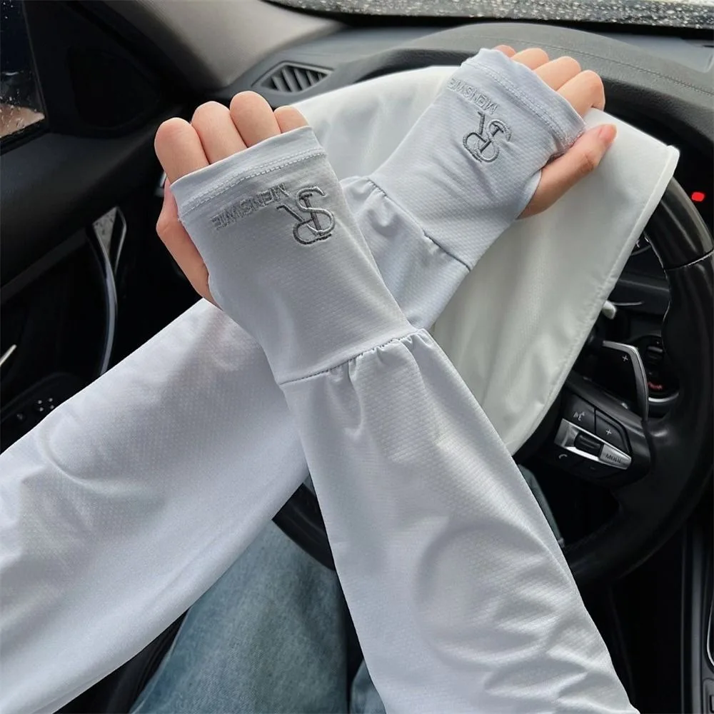 Breathable Elastic Arm Sleeves Comfortable UV Protection Driving Gloves Letter Loose Sunscreen Arm Cover Sleeves Summer