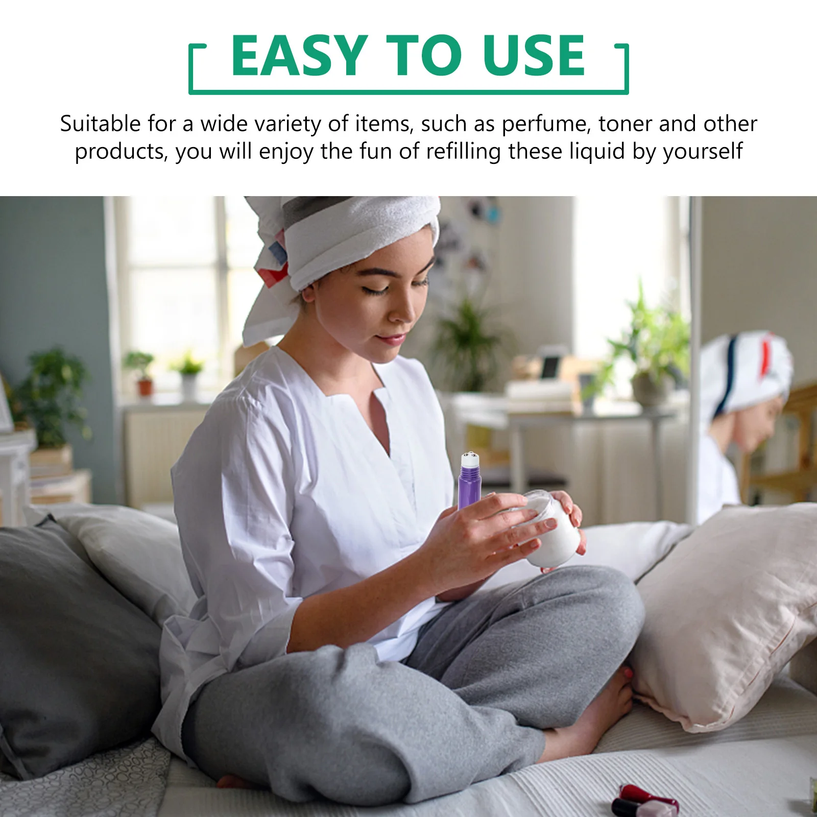 

2Pcs Essential Oil Roller Bottles Portable Cosmetics Dispenser Container Travel Cream Tube Skin Care Massage Roller