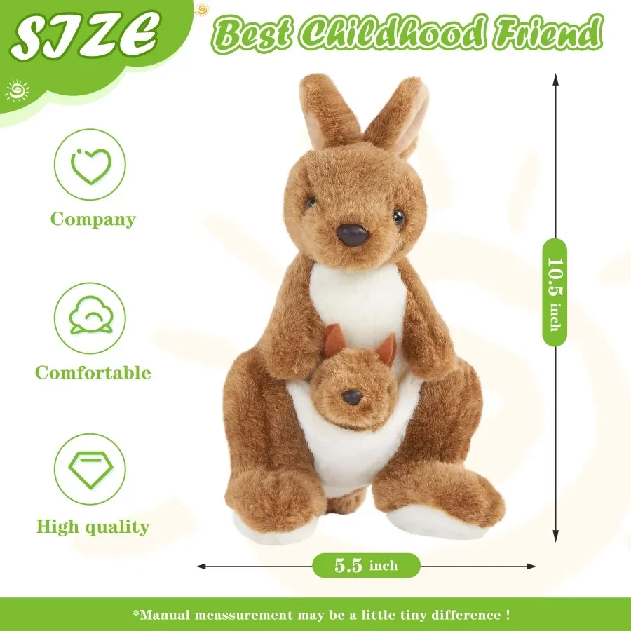 27cm Stuffed Kangaroo Doll Mother and Son Plush Toys Kawaii Cute Throw Pillows PP Cotton Animals Children Birthady Gifts for Kid