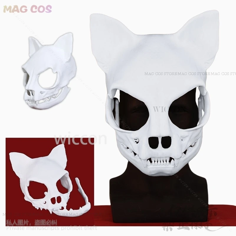 

3D принт голова кошачий череп аниме пушистый косплей животное кигуруми маска реквизит меховой костюм головные уборы на Хэллоуин Рождество Cos индивидуальный заказ