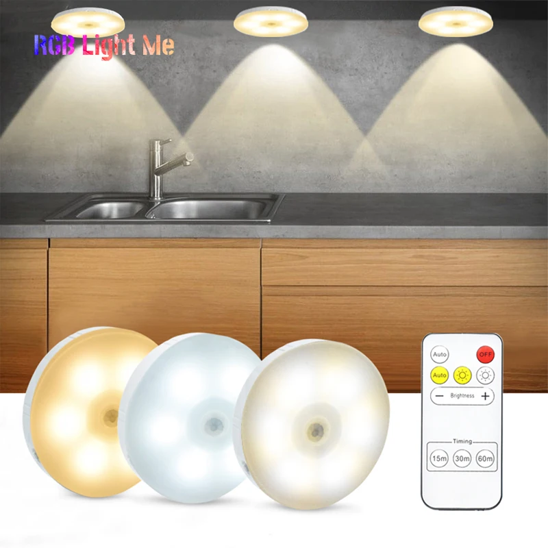 Wireless Remote Control Under Cabinet Light Rechargeable LED Night Light Lighting For Kitchen Decor Dimmable Warm/White Light