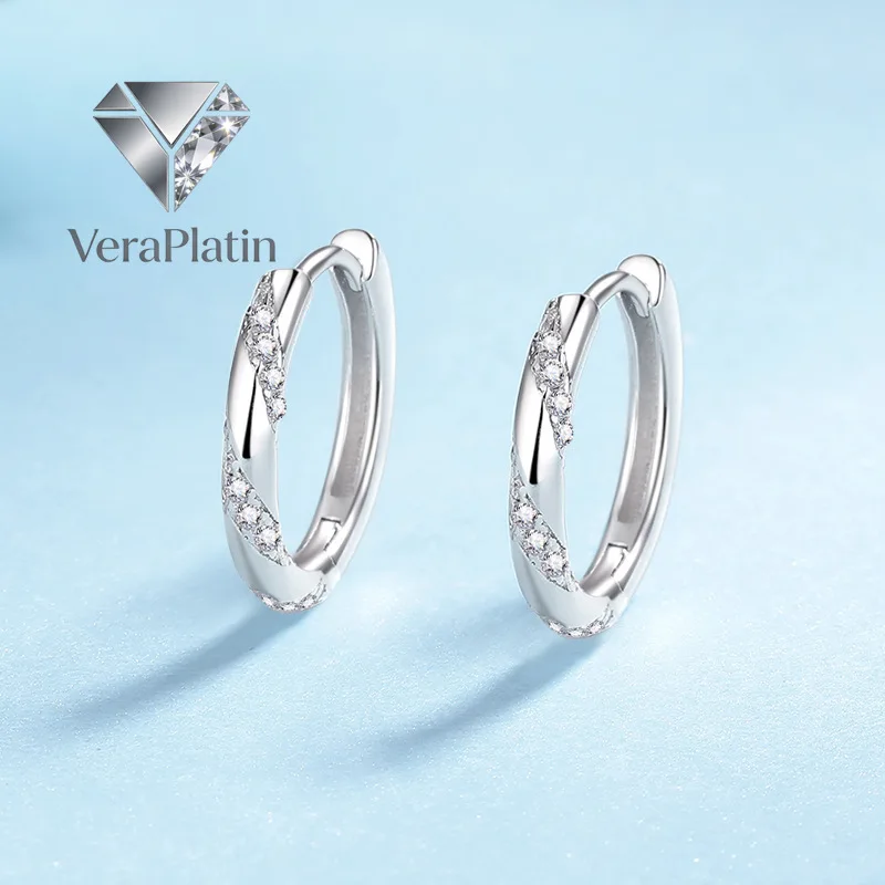 VeraPlatin	Women Valentine's Day 18K White Gold Wedding Hoop Earrings 0.348CT Moissanite Diamond Daughter Birthday Gift Girl Chr
