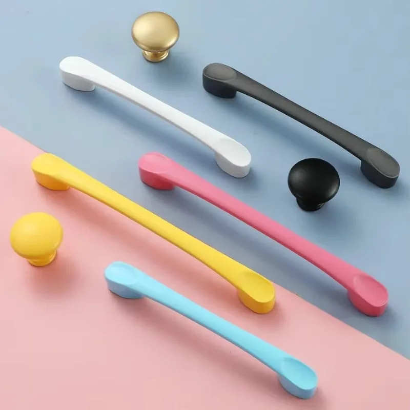 Modern Simple Style Furniture Handles Macaron Color Handles for Cabinets and Children's Drawers Aluminium Alloy Cabinet Pulls