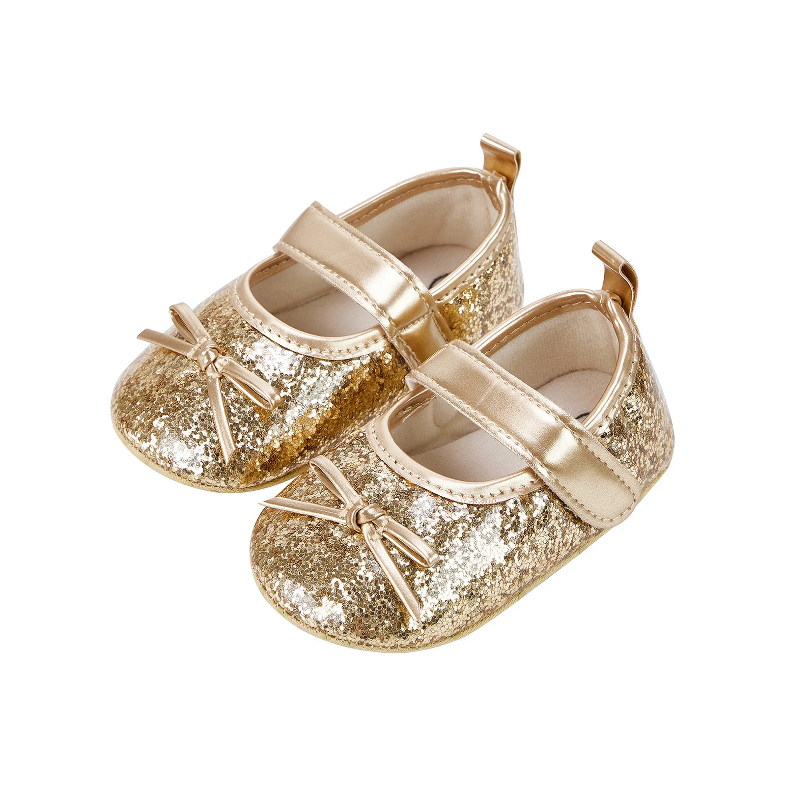 

Baby Girls Sequined Bow Shoes Soft Non-slip Bottom First Walker Shoes Toddler Princess Shoes