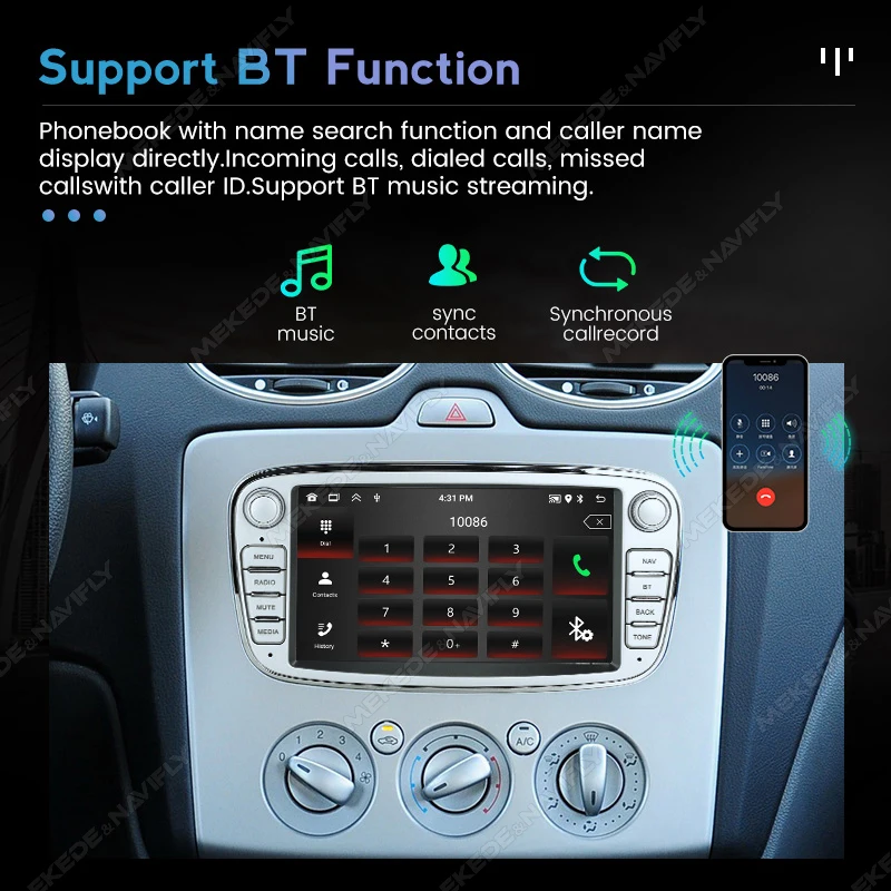 2Din Head Unit Car Radio Stereo for Ford Focus S-Max Mondeo Galaxy C-Max 2008-2011 Wireless Carplay AUTO Video Multimedia Player